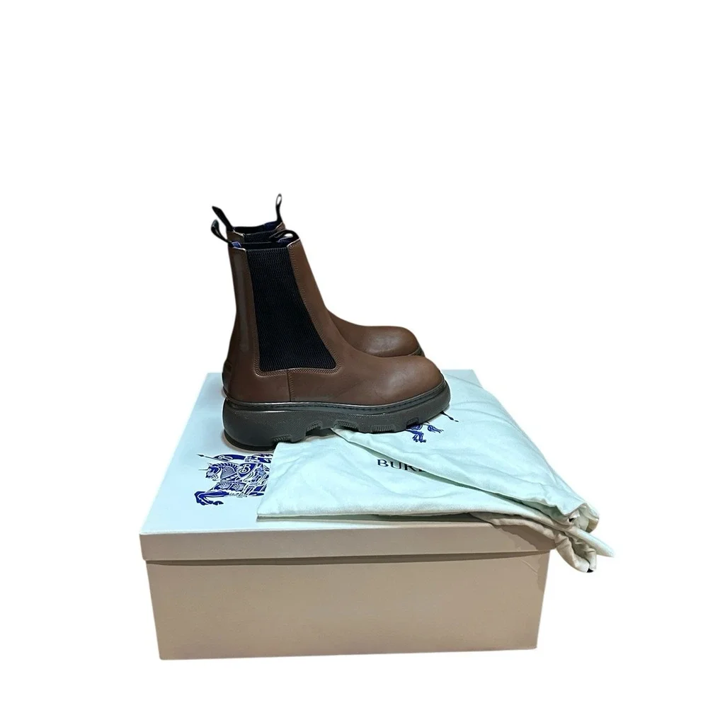 Burberry Creeper Chelsea Boots Walnut 39 EU /‎ 6 US Men's Leather MSRP $1290